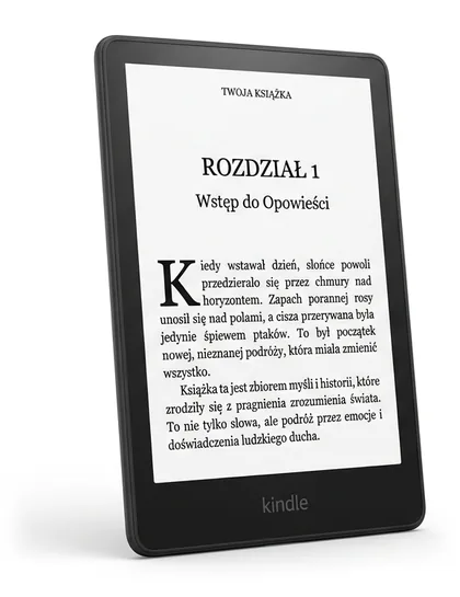 Czytnik e-booków z otwartym pierwszym rozdziałem książki